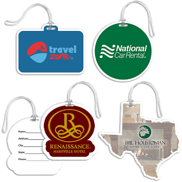 Full Color Custom Shaped Bag Tag With Clear Loop