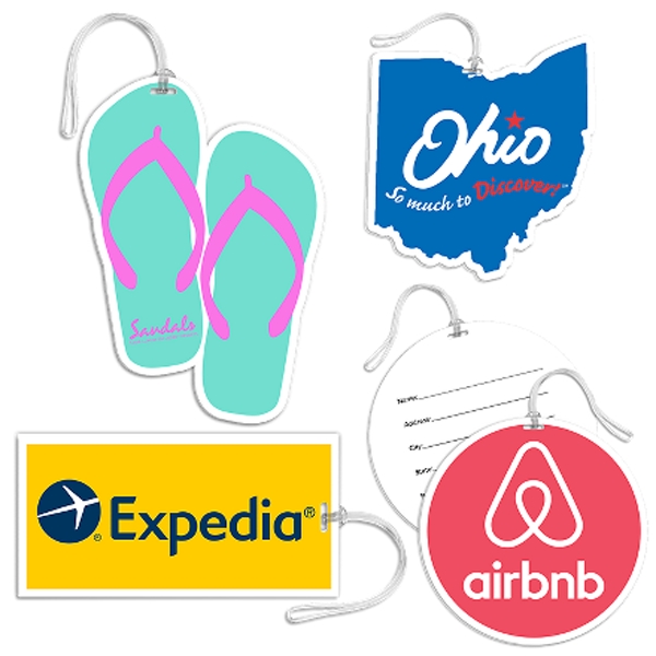 XL Full Color Custom Shaped Bag Tag With Clear Loop