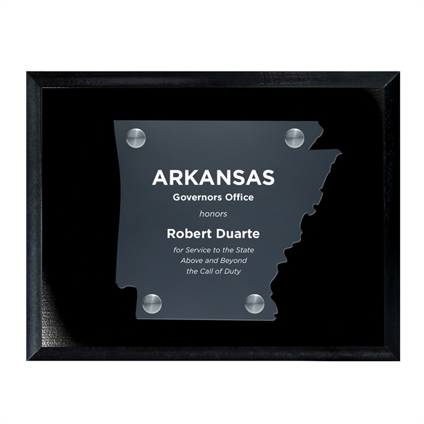 Frosted Acrylic State Cutout on Black Plaque