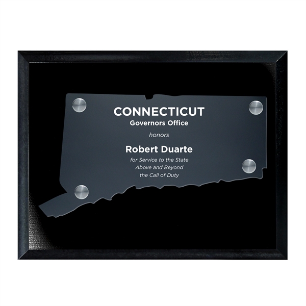 Frosted Acrylic State Cutout on Black Plaque
