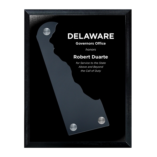 Frosted Acrylic State Cutout on Black Plaque