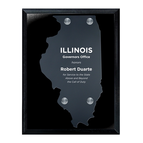 Frosted Acrylic State Cutout on Black Plaque