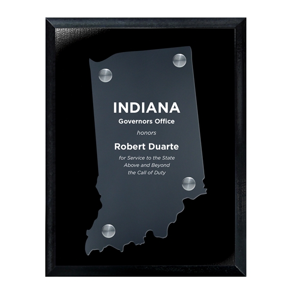 Frosted Acrylic State Cutout on Black Plaque