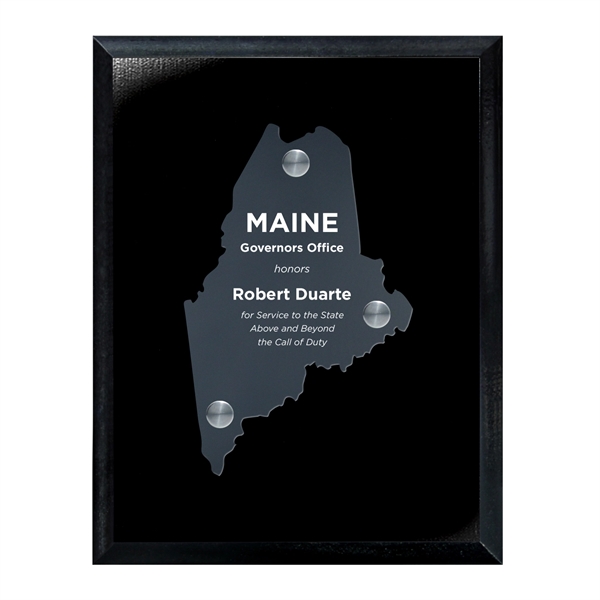 Frosted Acrylic State Cutout on Black Plaque