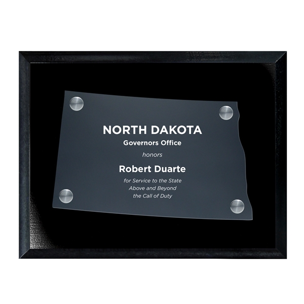 Frosted Acrylic State Cutout on Black Plaque