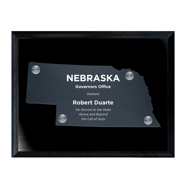 Frosted Acrylic State Cutout on Black Plaque