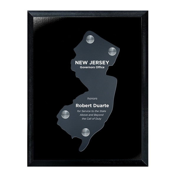 Frosted Acrylic State Cutout on Black Plaque