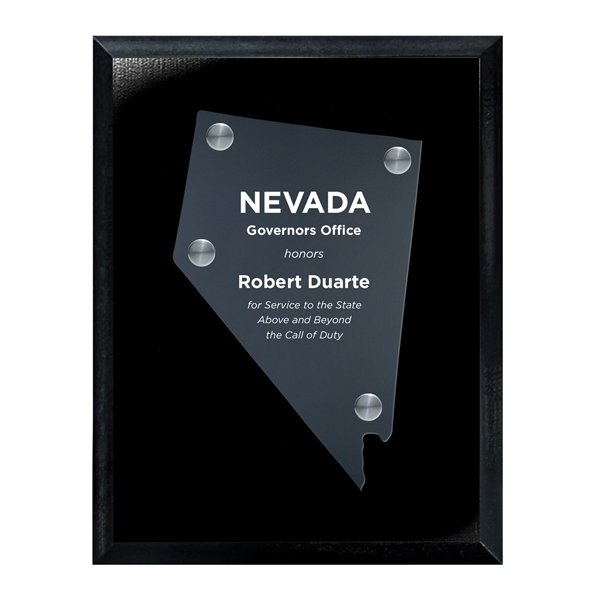 Frosted Acrylic State Cutout on Black Plaque
