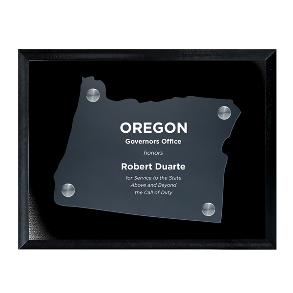 Frosted Acrylic State Cutout on Black Plaque