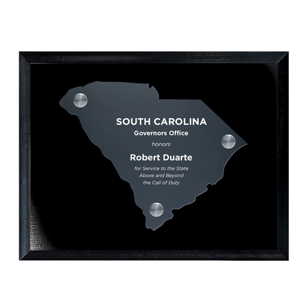 Frosted Acrylic State Cutout on Black Plaque