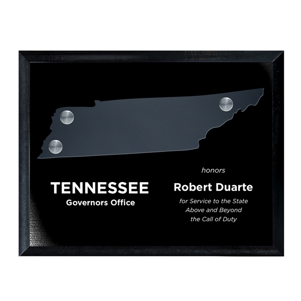 Frosted Acrylic State Cutout on Black Plaque