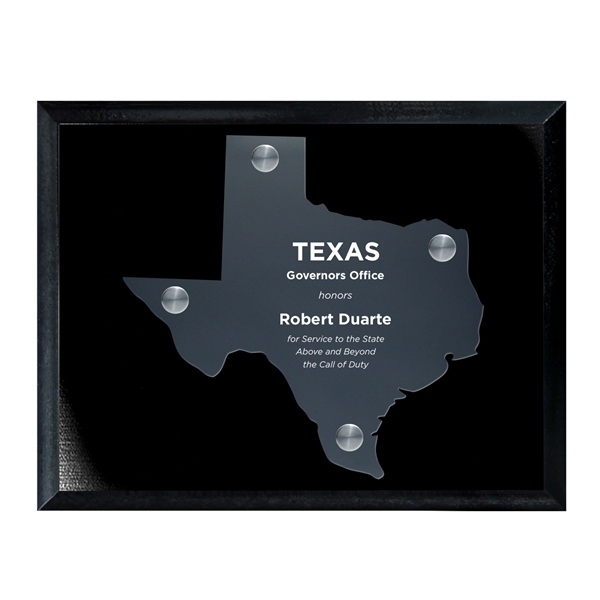 Frosted Acrylic State Cutout on Black Plaque