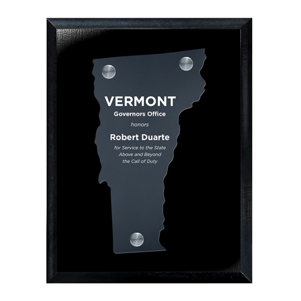 Frosted Acrylic State Cutout on Black Plaque
