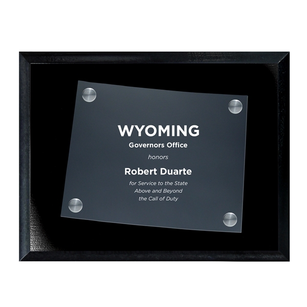 Frosted Acrylic State Cutout on Black Plaque