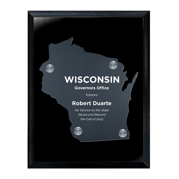 Frosted Acrylic State Cutout on Black Plaque