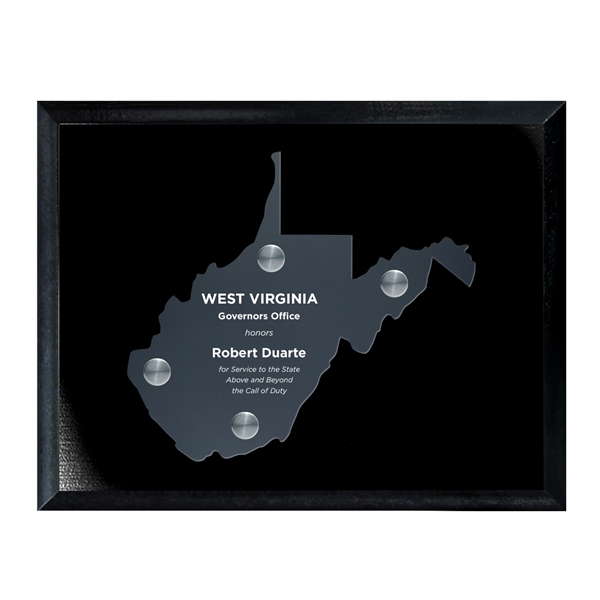Frosted Acrylic State Cutout on Black Plaque