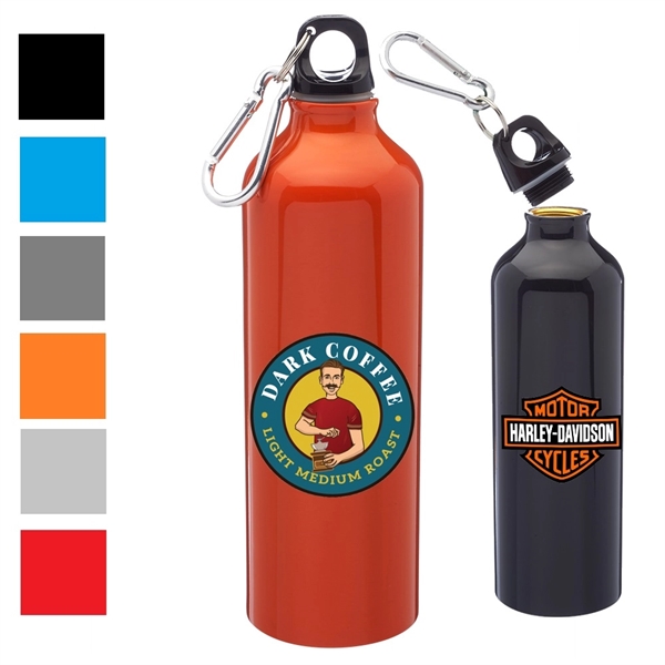 24 Oz. Aluminum Water Bottle w/ Carabiner & Twist Cap - 24 Oz. Aluminum Water Bottle w/ Carabiner & Twist Cap - Image 1 of 8