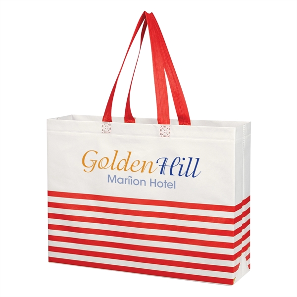 Non-Woven Horizontal Stripe Tote Bag - Non-Woven Horizontal Stripe Tote Bag - Image 16 of 34