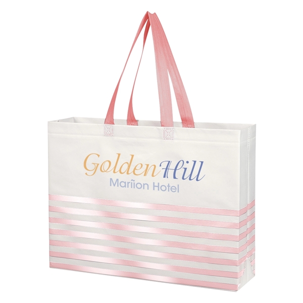 Non-Woven Horizontal Stripe Tote Bag - Non-Woven Horizontal Stripe Tote Bag - Image 23 of 34