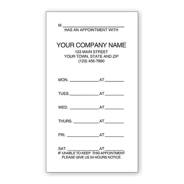 Appointment Cards, One-sided, Imprinted