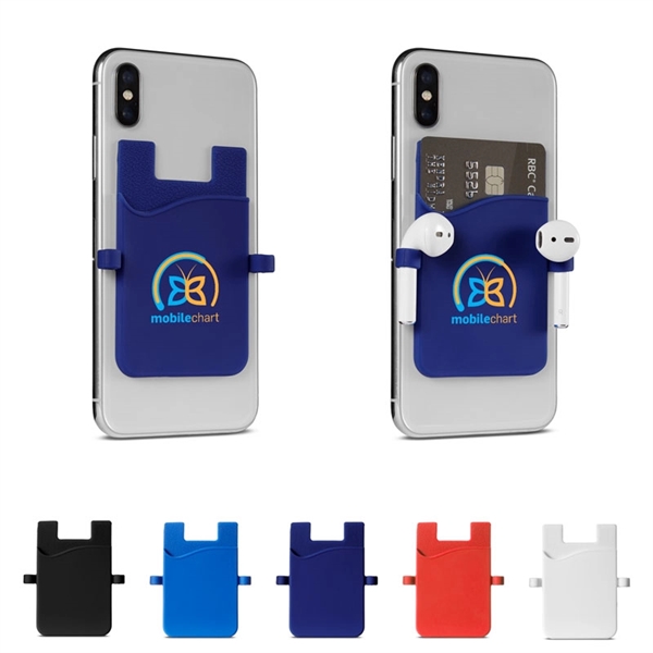 Silicone Smartphone Pocket with Earbud Loops - Silicone Smartphone Pocket with Earbud Loops - Image 0 of 5