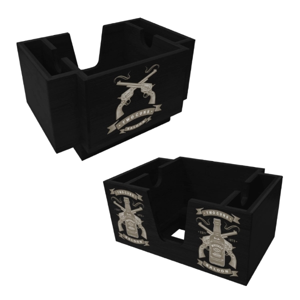 Black Wood Three-Compartment Napkin Holder - Black Wood Three-Compartment Napkin Holder - Image 0 of 3