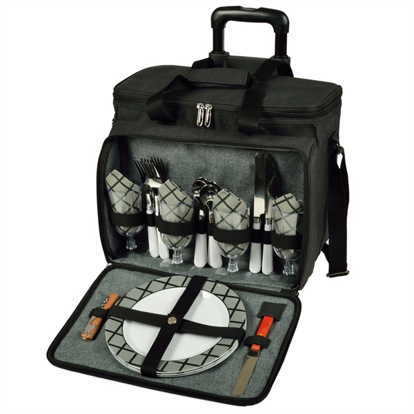 Picnic Set for 4 with Cooler on Wheels - Picnic Set for 4 with Cooler on Wheels - Image 11 of 14
