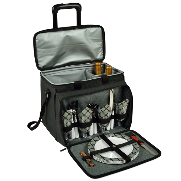 Picnic Set for 4 with Cooler on Wheels - Picnic Set for 4 with Cooler on Wheels - Image 12 of 14