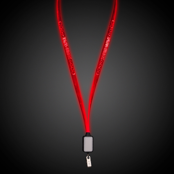 Sample - Promotional Light Up LED Lanyard with Badge Clip - Red