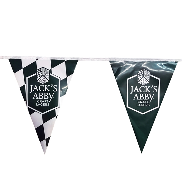 Custom 9Mil Poly Blockout Streamer with 12" x 18" Pennants - Custom 9Mil Poly Blockout Streamer with 12" x 18" Pennants - Image 1 of 1