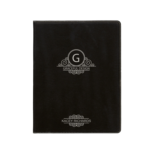 7" x 9" Leatherette Black/Silver Portfolio - 7" x 9" Leatherette Black/Silver Portfolio - Image 0 of 1