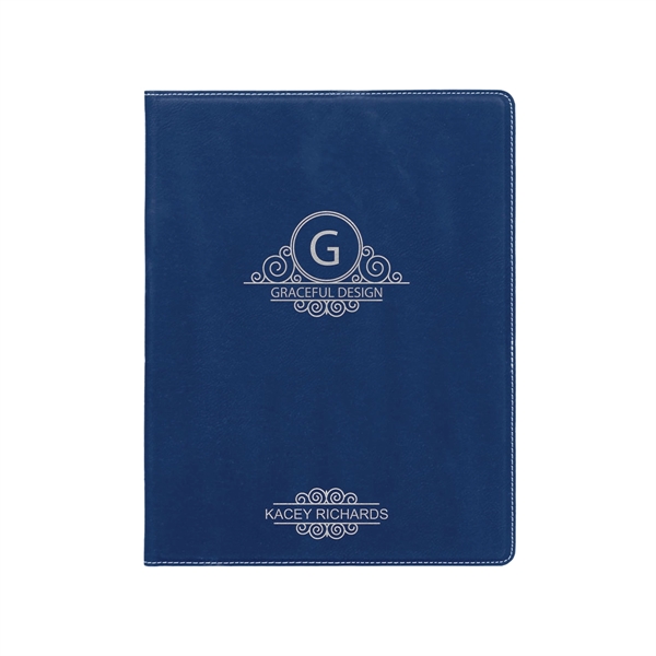 7" x 9" Leatherette Blue/Silver Portfolio - 7" x 9" Leatherette Blue/Silver Portfolio - Image 0 of 1