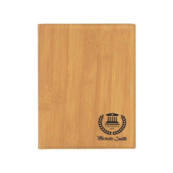 7" x 9" Leatherette Bamboo Portfolio - 7" x 9" Leatherette Bamboo Portfolio - Image 0 of 1