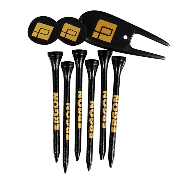 Combo Golf Pack with Ball Marker/Divot Tool & 6 (3.25") Tees - Combo Golf Pack with Ball Marker/Divot Tool & 6 (3.25") Tees - Image 0 of 4