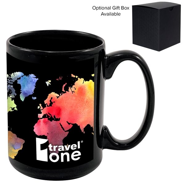 15 oz Full Color Black Stoneware Magna Mug - 15 oz Full Color Black Stoneware Magna Mug - Image 0 of 2