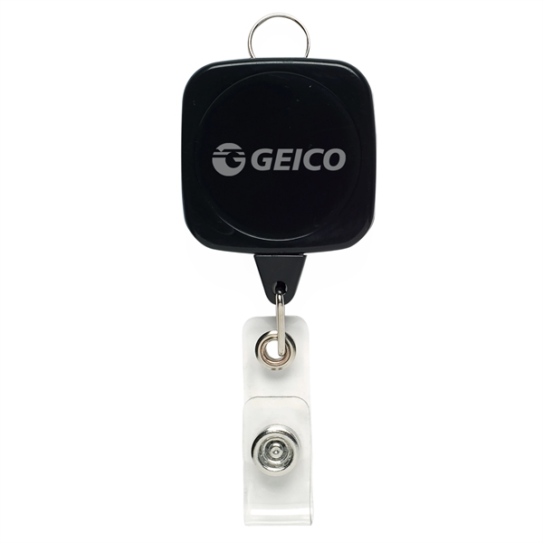 Custom Jumbo Sqround Badge Reel w/ Lanyard Attachment