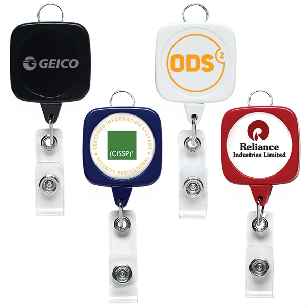 Jumbo Sqround Badge Reel w/ Lanyard Attachment
