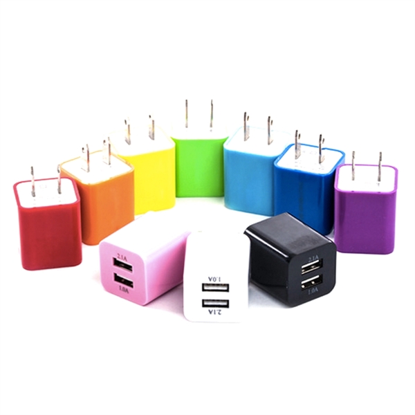 Color Dual USB Plug in Cube Charger - Mele Printing - Mele Printing