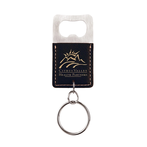 Laser Engraved Leatherette Key Tag with Bottle Opener