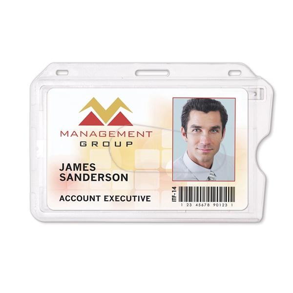 Horizontal 1-Card Premium Polycarbonate Badge Holders - Horizontal 1-Card Premium Polycarbonate Badge Holders - Image 0 of 2