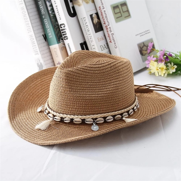 Shell Tassels Cowgirl Summer Hat - Shell Tassels Cowgirl Summer Hat - Image 1 of 4
