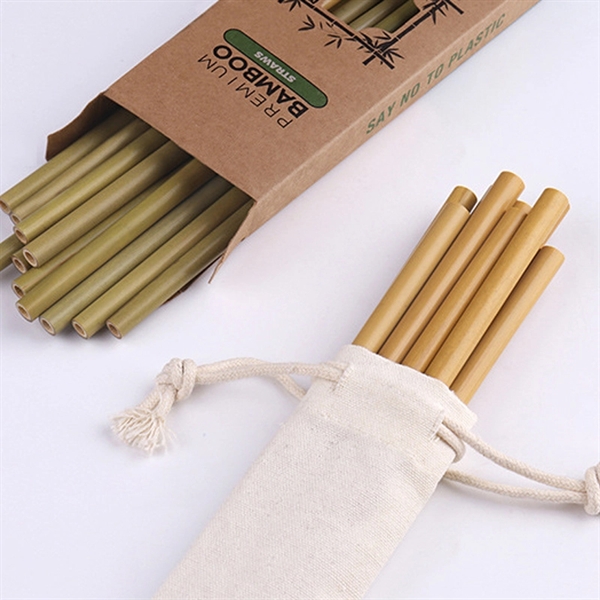 Eco-friendly Bamboo Straw Set With Cleaning Brush - Eco-friendly Bamboo Straw Set With Cleaning Brush - Image 2 of 6