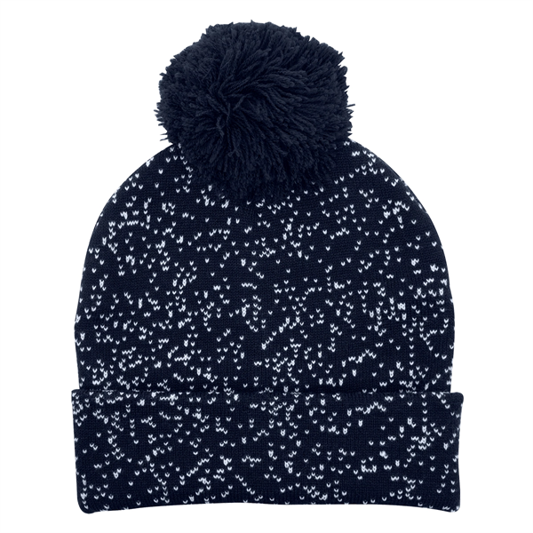 Speckled Pom Beanie With Cuff - Speckled Pom Beanie With Cuff - Image 3 of 16