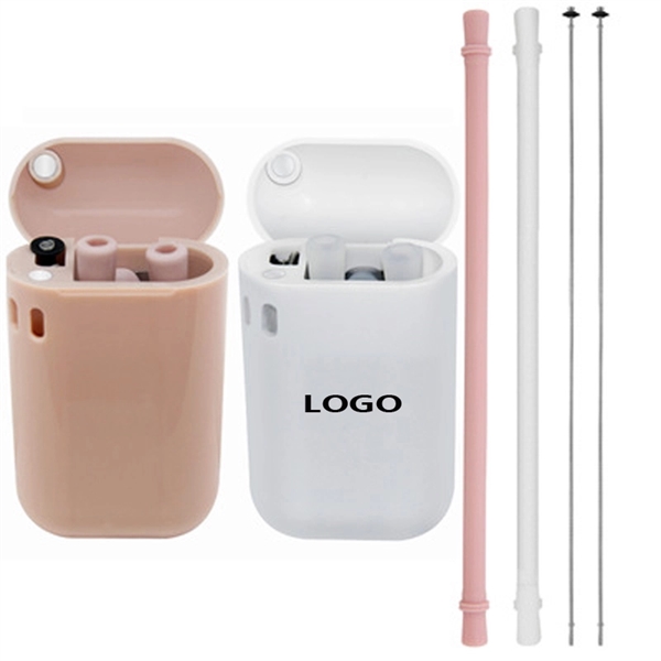 4 in 1 Collapsible Silicone Straw Set with Cleaning Brush - 4 in 1 Collapsible Silicone Straw Set with Cleaning Brush - Image 0 of 3