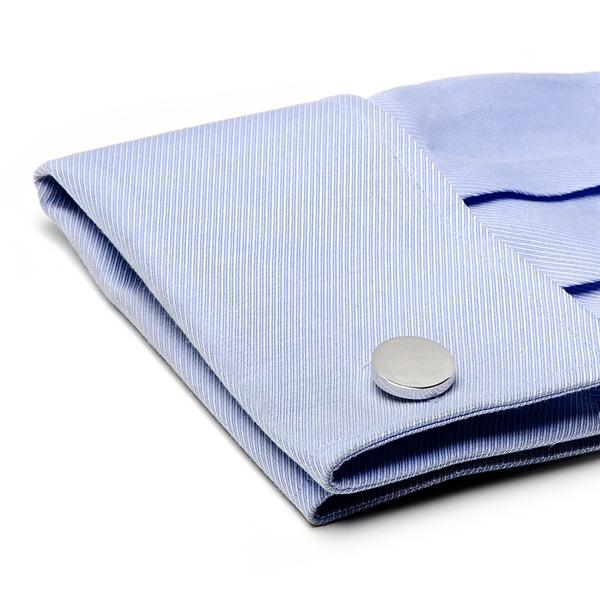 Sterling Silver Infinity Edge Round Cufflinks - Sterling Silver Infinity Edge Round Cufflinks - Image 3 of 5