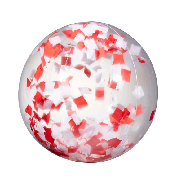 16" Red and White Confetti Beach Ball - 16" Red and White Confetti Beach Ball - Image 1 of 4