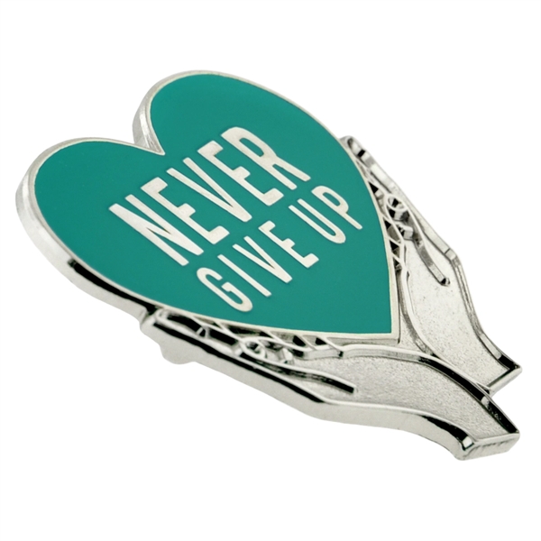 Never Give Up Pin - Teal - Never Give Up Pin - Teal - Image 1 of 1