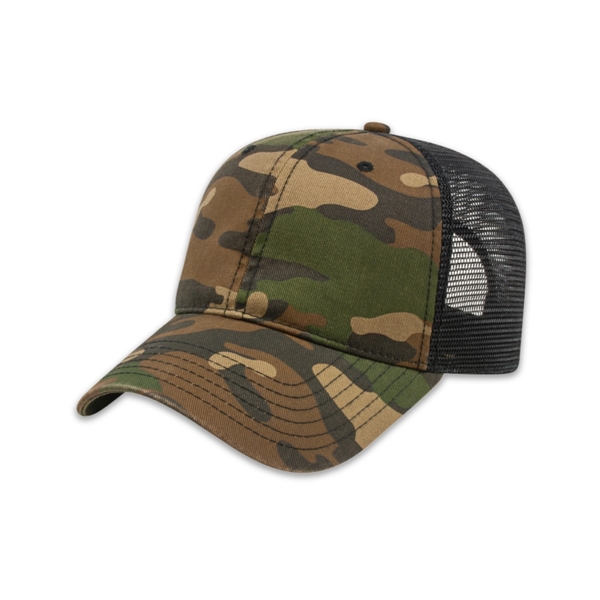 Woodland Camo with Washed Mesh Back Cap - Woodland Camo with Washed Mesh Back Cap - Image 1 of 2