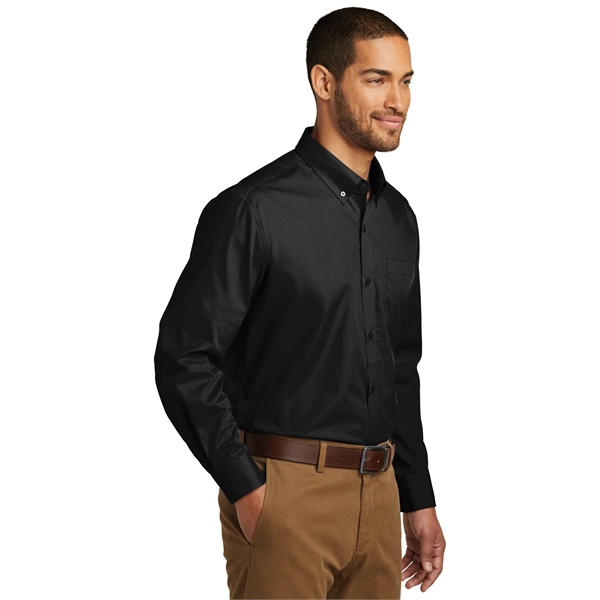 Port Authority Tall Long Sleeve Carefree Poplin Shirt. - Port Authority Tall Long Sleeve Carefree Poplin Shirt. - Image 9 of 15