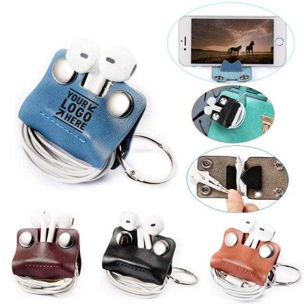 3 in 1 Leather Handmade Earbud Headphone Cord Organizer - 3 in 1 Leather Handmade Earbud Headphone Cord Organizer - Image 0 of 1